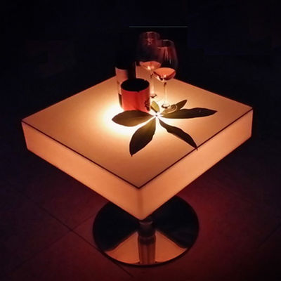 Commercial Square LED éclairer les tables de cocktail rechargeable avec l' acier inoxydable