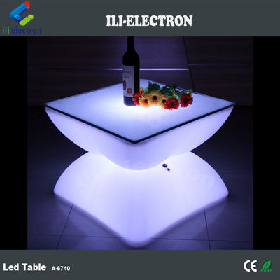 Table à bar à LED carré rechargeable avec télécommande/table romantique extérieure