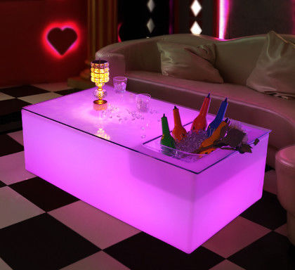 Table à bar en plastique PE sans fil unique avec seau de glace/réservoir de refroidissement