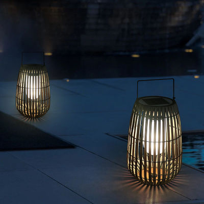 Lanternes de jardin en rotin solaire personnalisées Portables avec poignée