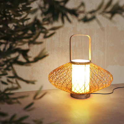 3500K Lampe de table en rotin blanc chaud en bambou Pour le contrôle du commutateur de chambre