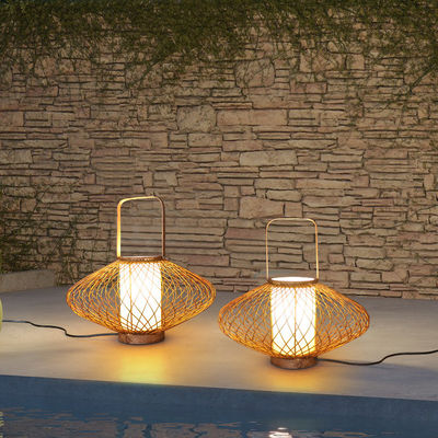 3500K Lampe de table en rotin blanc chaud en bambou Pour le contrôle du commutateur de chambre
