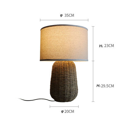 Lampe de table en rotin durable, commande de commutateur de lampe de lit en rotin durable