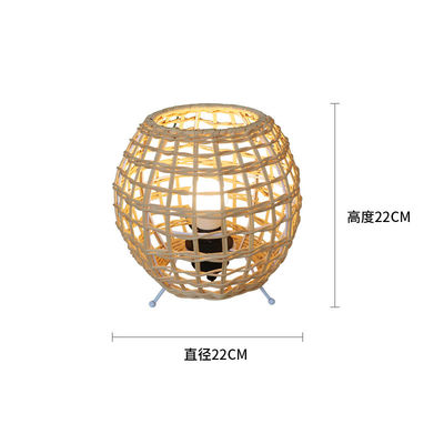 petite lampe de table à billes créative en rotin Art rotin tissu chambre à coucher lampe de table décorative