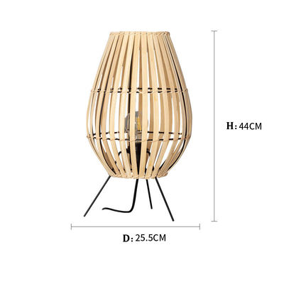 Lampe de chevet de chambre à coucher de style chinois lampe d'ambiance de salle de thé lampe de table en bambou en rotin