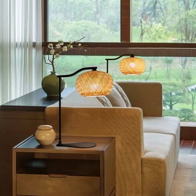 Lampe de table de chevet en bambou personnalisée 2700K Blanc chaud doux pour la décoration de la maison
