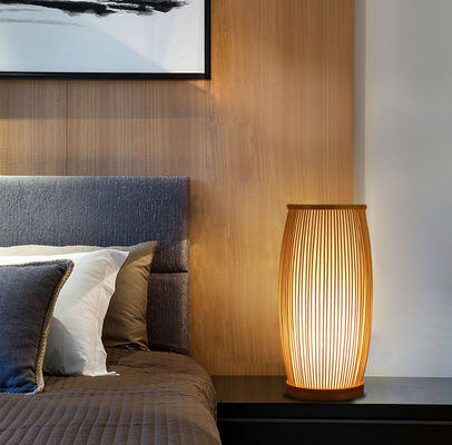 Lampe de table de chevet en bambou personnalisée 2700K Blanc chaud doux pour la décoration de la maison
