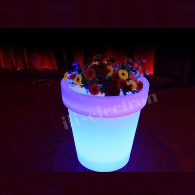 Planteur de lumière LED rechargeable, Planteurs éclairés en plein air Ronde changeant de couleur