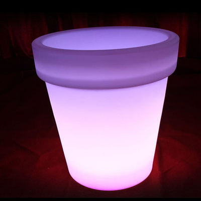Planteur de lumière LED rechargeable, Planteurs éclairés en plein air Ronde changeant de couleur