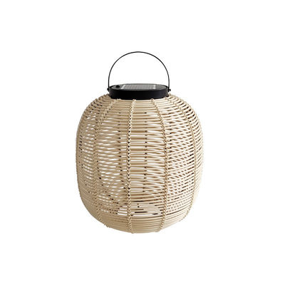 Lampe de sol résistante à l'eau portable décorative en rotin en extérieur