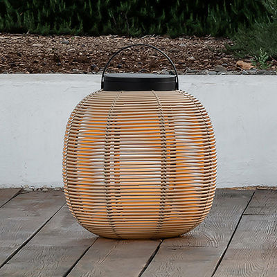Lampe de sol résistante à l'eau portable décorative en rotin en extérieur