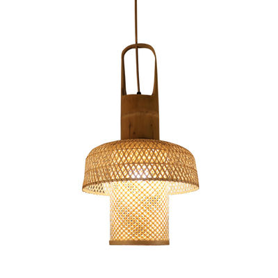 Chandelier en bambou chinois suspendu Lanternes lampes Bambou tissé