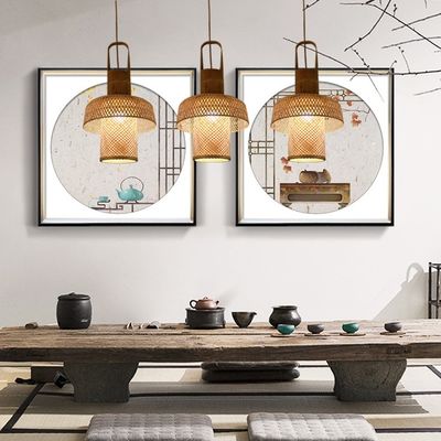 Chandelier en bambou chinois suspendu Lanternes lampes Bambou tissé