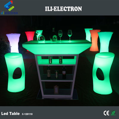 Table à cocktails en PE en plastique LED avec des modes d'éclairage à stroboscope et alimenté par une batterie au lithium rechargeable