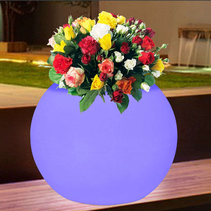CE/ROHS 16 couleurs changeantes pots de fleurs brillants de forme ronde PE revêtu pour la décoration
