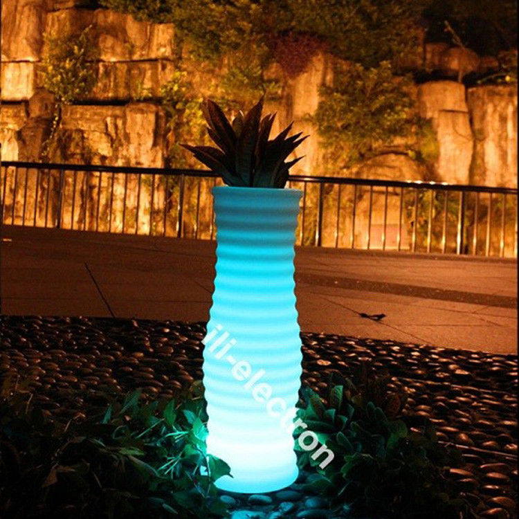 Puits de fleurs à LED à commande à distance, pots de plantes décoratifs éclairés pour la maison