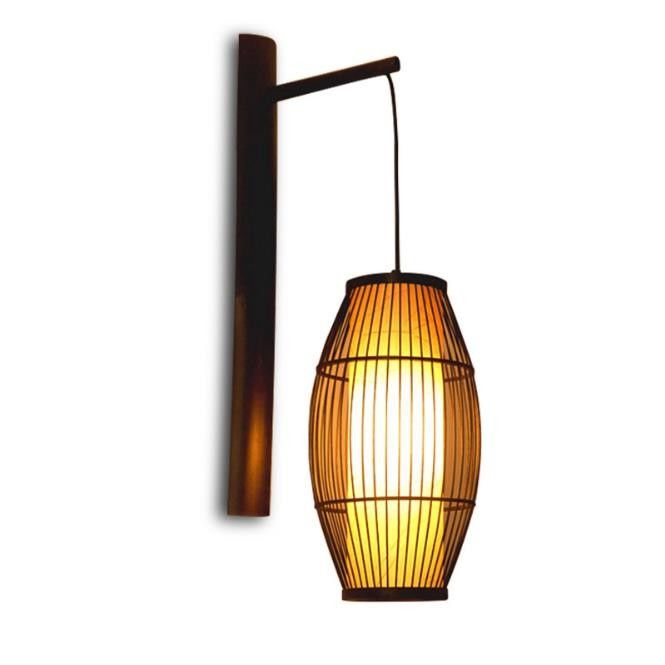 Lampe murale chinoise rétro en bois massif - Hôtel lampe de couloir en bambou - lampe murale à lanterne en bambou antique