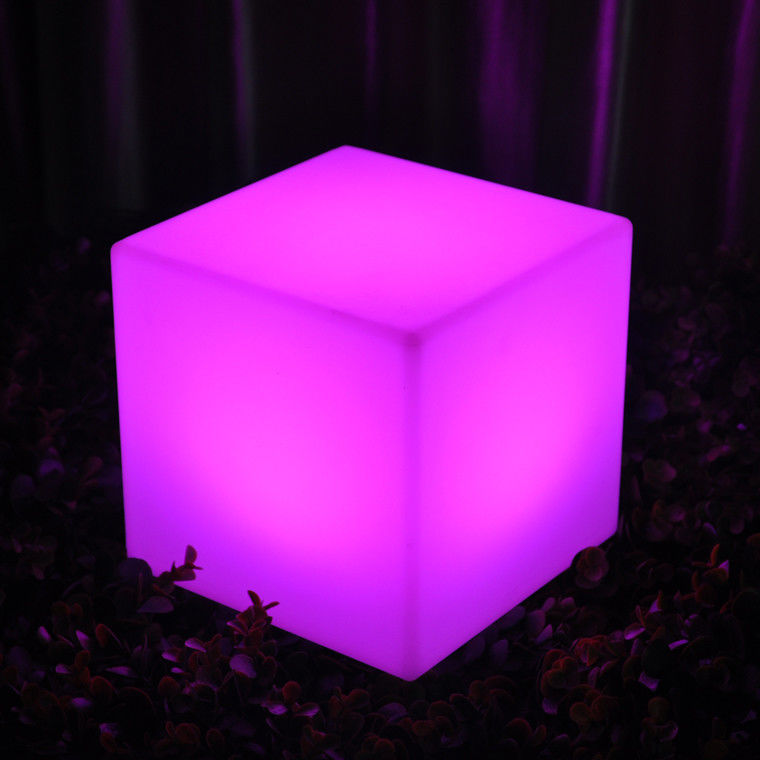 Multi-couleur LED éclairé cube tabouret 40 cm télécommande rechargeable