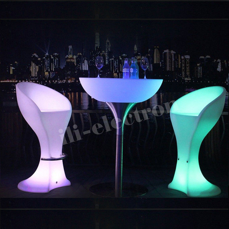 Table à barres LED en plastique PE rond rechargeable/table basse LED/table de nuit